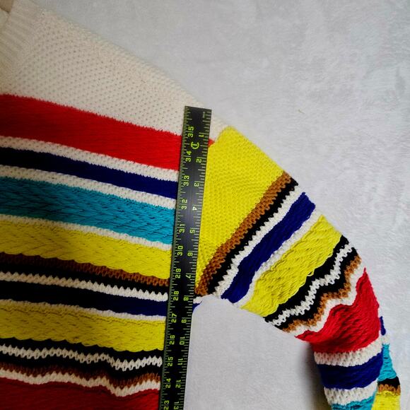 Alice+Olivia Zelda M? 3D Textured Bright Striped Pullover. Size Tag missing. - Picture 13 of 16